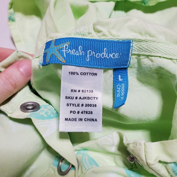 Fresh Produce Tiny Fish Jacket Size L Broadcloth Andorak Top Pullover Womens - Picture 7 of 8